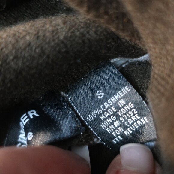 Womens Iris Singer Ice Blue Brown Striped Pure Cashmere Turtleneck Sweater S - Picture 10 of 12